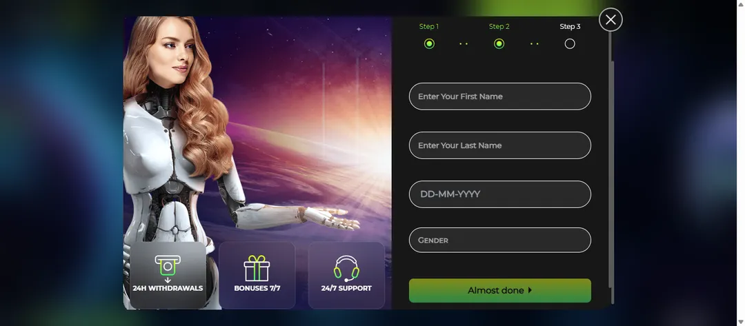 Space Fortuna Casino informations pour l'inscription