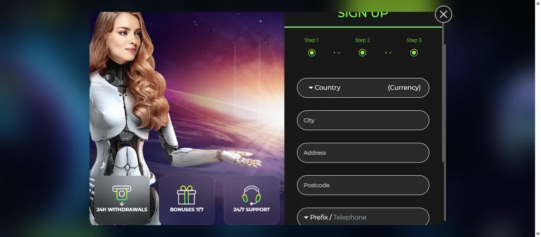Space Fortuna Casino compléter l'inscription